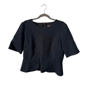 Sandra Angelozzi | Double Lined Navy Peplum Top | Size 42